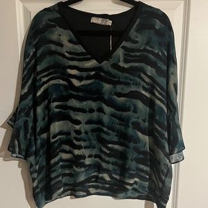 Go Silk Flowy, Sheer Blouse NWT